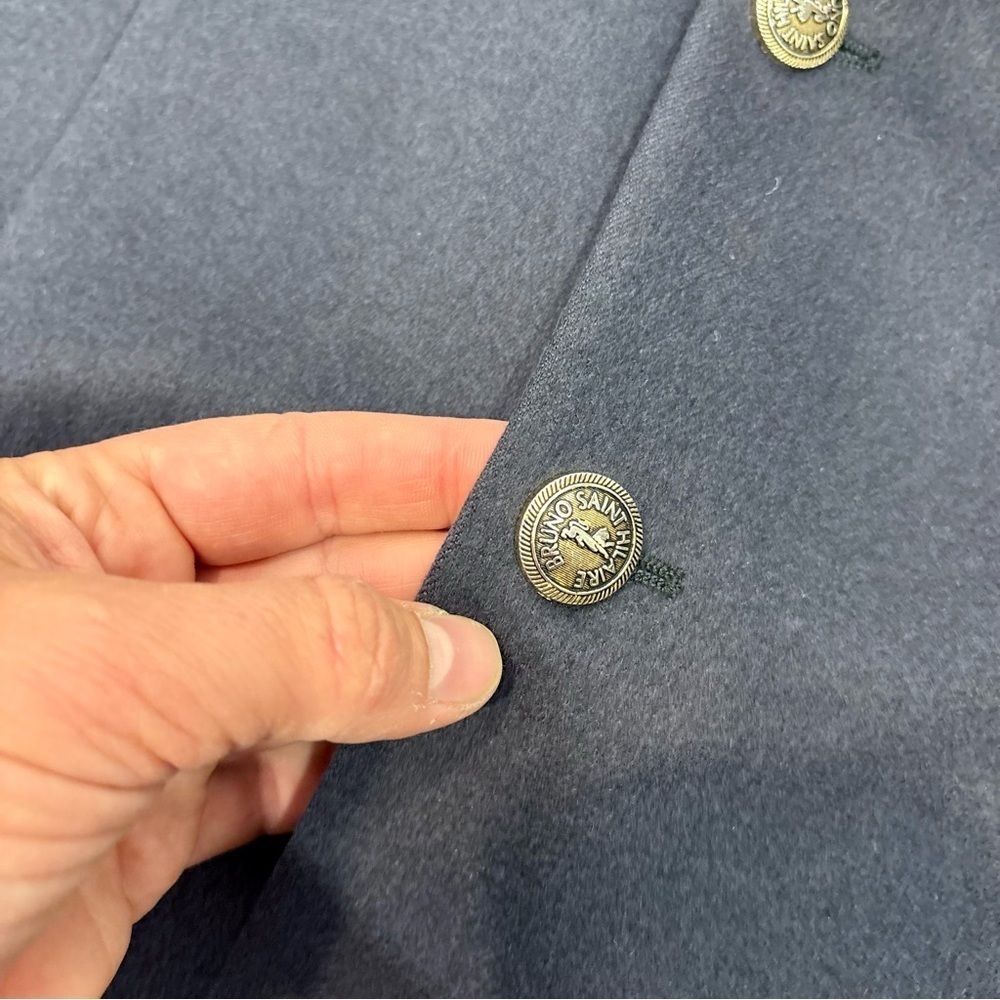 Bruno Saint Hilaire Vintage Mens Cashmere Navy Jacket Sport Coat France sz 52R - Picture 9 of 14